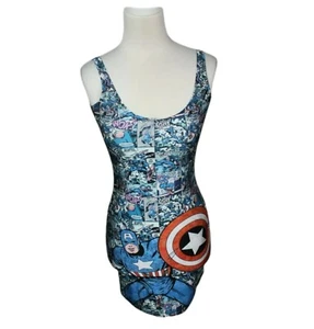 Living Dead Marvel Dress Size S Captain America Comics Print Sleeveless Short - Picture 1 of 8