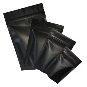 Double-Sided Black Stand Up Mylar QuickQlick™ Resealable Bags Multiple QTY Sizes - Picture 1 of 16