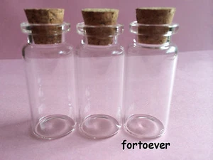 5 botellas de vidrio transparente de 10 ml con frascos de corcho 22*50*12,5 mm - Imagen 1 de 2