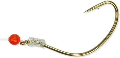 Bear Paw SWKG Gold Kahle Wide Bend Snelled Hooks Sz 2/0 or 3/0 36" Ldr - 5 Pack