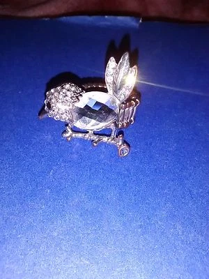 Ring Silver tone with large cristal Bird stretch - Image 1 of 3