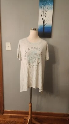 Girls Justice Lace up back SharkBite Tee Top Size 18/20  Light Gray / Silver - Image 1 of 4