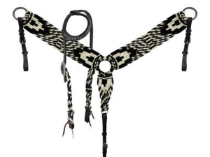 New! Showman SLEEK STORM MOHAIR ONE EAR HEADSTALL & BREAST COLLAR SET Horse - Picture 1 of 4