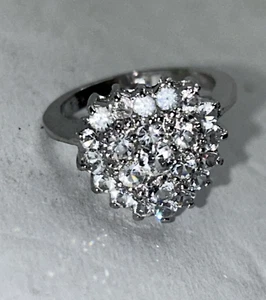 Nuevo Anillo de Cristal de Plata de Ley, Anillo de Cóctel 925 Talla 7 - Imagen 1 de 5