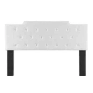 Juliet White Tufted Full/Queen Performance Velvet Headboard - Picture 1 of 6