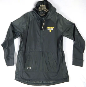 Under Armour UA Cross Town Anorak Jacket Wms M BLACK Hooded Logo Lassiter Soccer - Picture 1 of 13