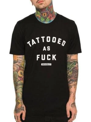 Nuevo Inkaddict Hombre Tatuado Af Camiseta Negro/Blanco SMALL-4XLARGE Tatuaje - Imagen 1 de 2