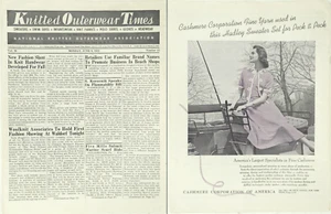 1952 National Knitted Outerwear Times Assn Vintage Knitting Magazine Cashmere - Picture 1 of 11