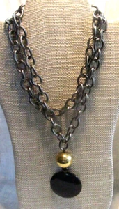 Kette und Anhänger Retro Funkelnder Stein Anhänger goldfarbene Kugel - Bild 1 von 12