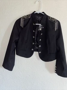 New Love Culture Black 1/2 Jacket Long Sleeves Beads-chains Button Up - Picture 1 of 9