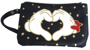 Disney Fashion Wallet Cute Cartoon Mickey Mouse Black/gold Zipper Purse - Picture 1 of 7