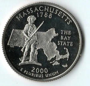 Washington Quarters Statehood Commemorative Massachusetts 2000 S - Picture 1 of 2