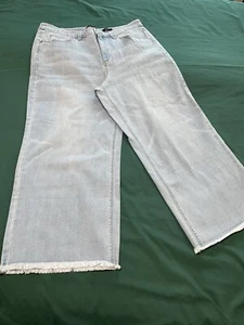 Susan Graver blue wide leg jeans, light-weight, 16 - Picture 1 of 6