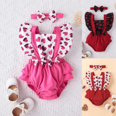 Baby Girls Ruffle Jumpsuit Romper Dress Toddler Clothes Outfit Lovely 3-18Months - Image 1 of 4