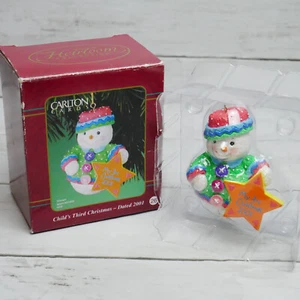 Snowman Frosty My 3rd Christmas Hanging Carlton Cards Ornament Dated 2001 - Picture 1 of 6