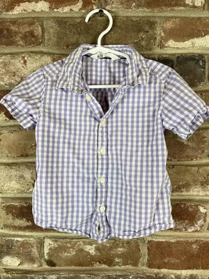 Camisa de vestir H&M morada de guinga para niños 18-24 meses 100 % algodón manga corta Foto 1 de 4