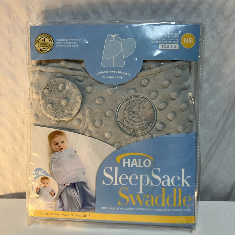 HALO SleepSack 2-в-1 плюшевая пеленка серый 0-3 М новый запечатанный Baby одеяло фирма цена - Изображение 1 из 4