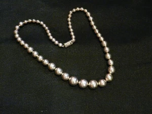 Vintage 925 mexikanisches Sterlingsilber abgestufte Perlen Halskette: 90 gm, 24 Zoll - Bild 1 von 10