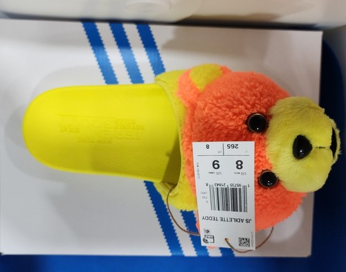 Adidas Js Adilette Jeremy Scott Teddy Giallo Taglia 8 Scivoli Unisex