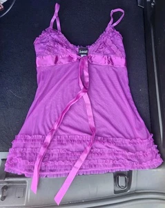 Babydoll Fredericks of Hollywood para mujer pequeña malla púrpura Y2K - Imagen 1 de 3