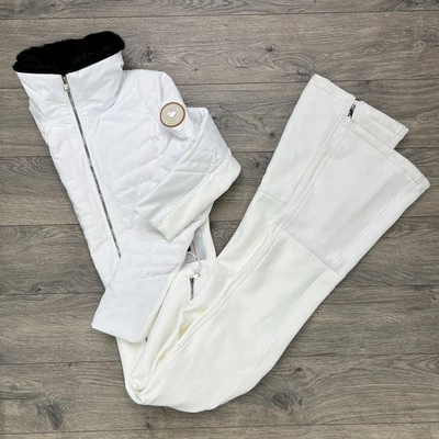 Obermeyer Ski Suit Size 10 Womens Katze White Black Snowboarding 550 FP $699 - Image 1 of 4