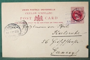 Ceylon cover card 1903 to Germany (F156) - Picture 1 of 2