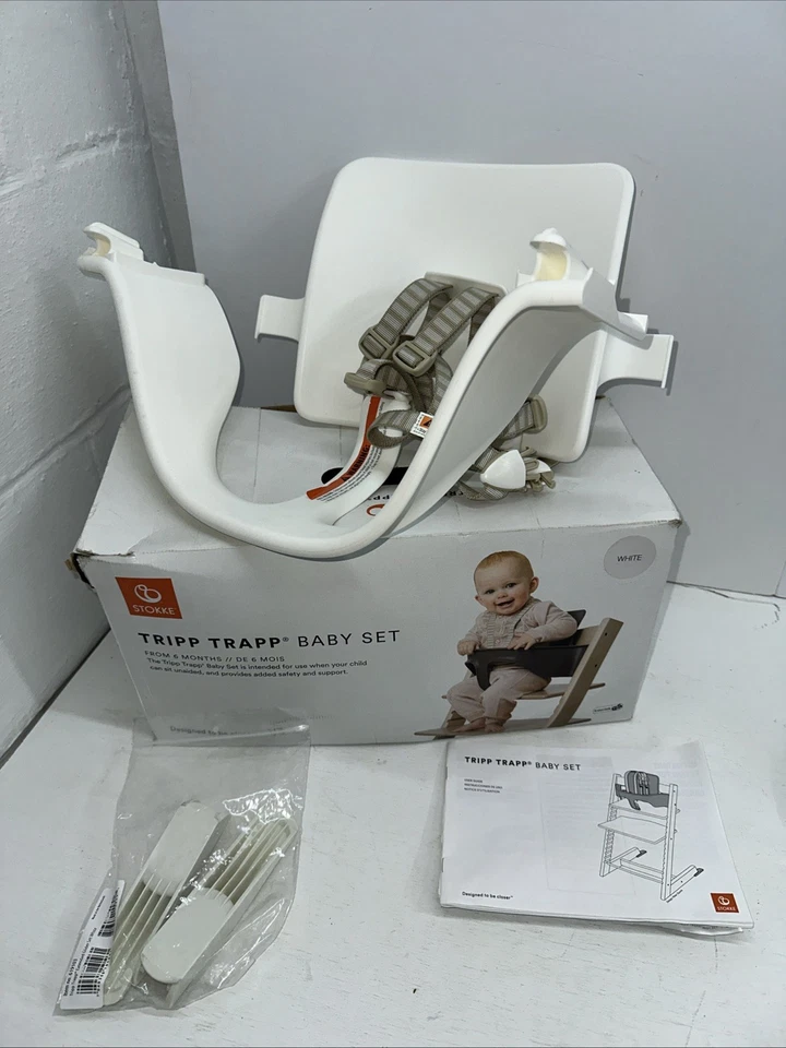 STOKKE TRIPP TRAPP Silla Alta Blanco Bebé Set con Arnés Foto 1 de 4