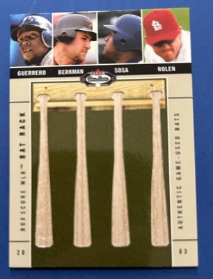 2003 Fleer Box Score "Bat Rack Quad" Guerrero/Berkman/Sosa/Rolen 36/50 - Image 1 of 2