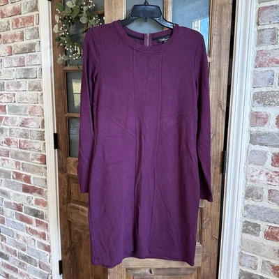 Dalia Dress Sheath Medium Burgundy Round Neck Long Sleeve Zipper Back - Image 1 of 4