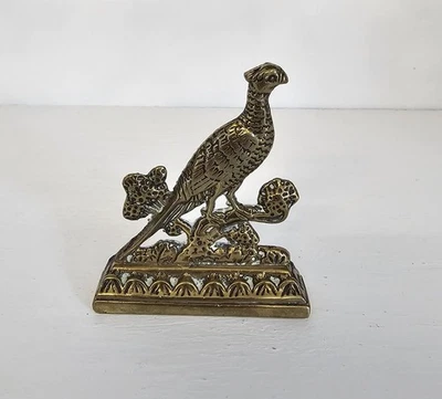 ANTIQUE BRASS PHEASANT DECORATIVE FIRESIDE ORNAMENT VINTAGE BIRD BOOKENDS - Image 1 of 2