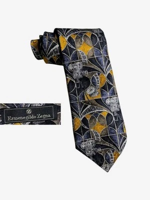 Filme geométrico antigo para câmera de filme Ermenegildo Zegna gravata de seda 3 3/4” x 59” - Imagem 1 de 4