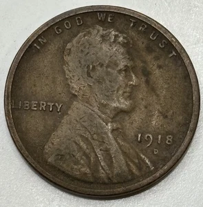 1918 D - Lincoln Wheat Penny - G/VG X-680 - Picture 1 of 3