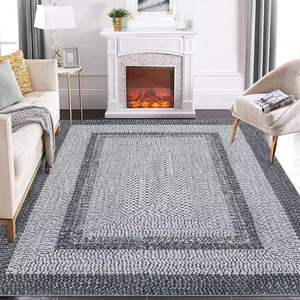 GAOMON Braided Collection Area Rug - Modern Washable Grey Vintage Country - Picture 1 of 7