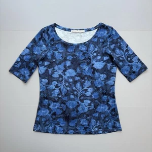 Peruvian Connection Gr. XS Indigo Chintz Tee Pima Baumwolle Blau Blumen Skurril - Bild 1 von 10