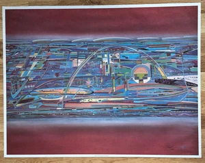 RARE WILLIAM B FRANKLIN RAINBOW MOTION SIGNED PRINT  1988  26.5" X 20.25" - Picture 1 of 6