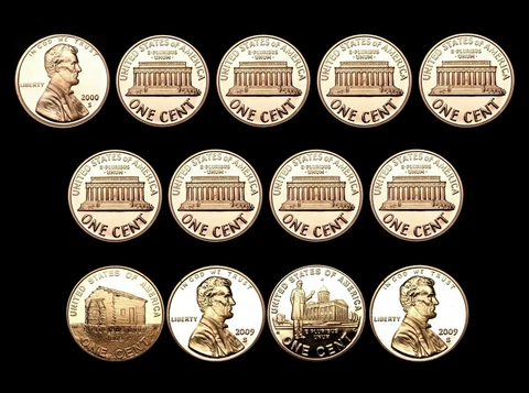 2000 2001 2002 2003 2004 2005 2006 2007 2008 2009 S Lincoln Mint Proof Set of 13 Cover