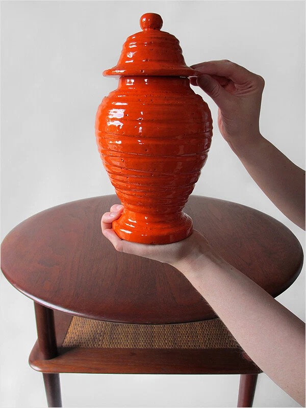 Jarrón bitossi italia mediados de siglo arte naranja moderno cerámica boticario años 60 Foto 1 de 4