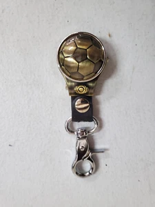 Strada Clip on Quartz Watch Key Fob Spinning Soccer Ball Design Brass Tone 41mm - Picture 1 of 2