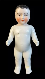 Antike Badepuppe Porzellan Nacktfrosch Puppe Bemalt Ca. Um 1900 Beschädigt - Bild 1 von 19