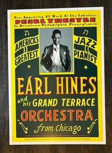 Póster de jazz 1929 como nuevo 24" x 17" Earl Hines Grand Terrace Orch PEARL THEATRE - Imagen 1 de 5