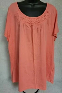 Basic Editions Womens Shirt Top Blouse Size 2X Pinkish Orange - Picture 1 of 12