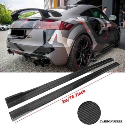 Carbon Fiber Side Skirts Rocker Panel Lip Fits For Audi TT MK1 MK2 A3 S3 A4 S4 - Image 1 of 4