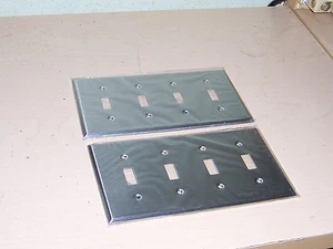 Lot Of 2 Stainless Steel 4 Gang Toggle Wall Plate United Electric US97074 - Picture 1 of 2