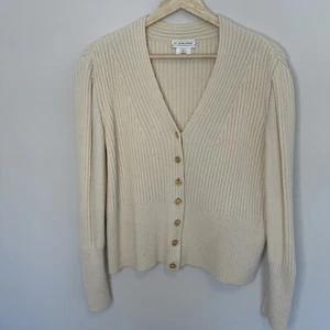 ST. JOHN SPORT Sweater Cardigan Beige Open Front Long Sleeves Buttons Medium - Bild 1 von 13