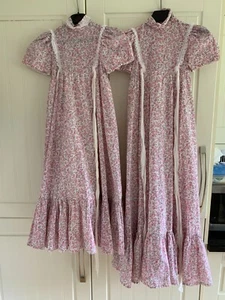 2 Vintage 1980s HAND MADE Girls Bridesmaid Dresses - Roughly age 8 & 10 - Picture 1 of 3