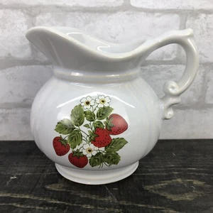 McCoy Pottery Strawberry Pitcher Farmhouse Pitcher 7528 Light Blue - Picture 1 of 11