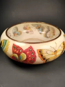 Handcrafted Cloisonne Chinese Butterfly Bowl With Paper IOB - Picture 1 of 12