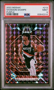 2022 Panini Mosaic Shaedon Sharpe Purple Prizm 91/99 #213 Rookie RC PSA 9 Mint