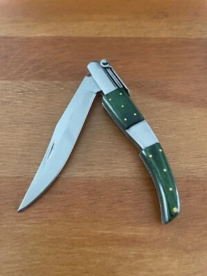 Navaja de Bolsillo Plegable Árabe 3.14" Escalas Madera Verde Navaja Artesanal en España Foto 1 de 4