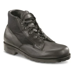Original German Military Navy Deck Shoes Surplus Army Black Boat Boots Size 8 - Picture 1 of 2